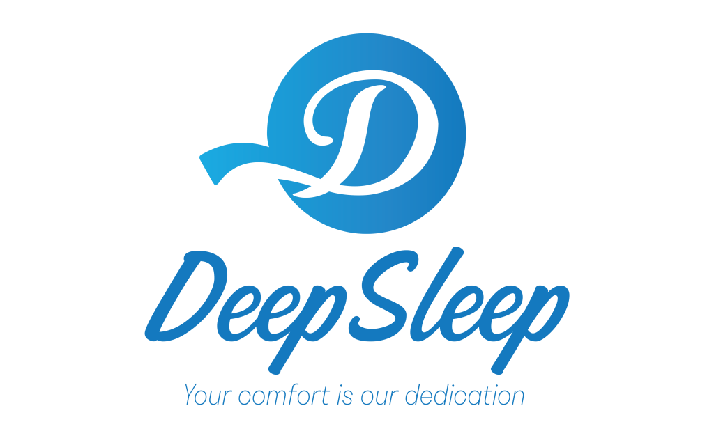 Deepsleep pillow logo, featuring a cozy pillow in shades of blue and white, conveying a sense of comfort and relaxation.
